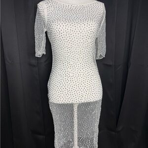 Hot & Delicious White and Silver Midi Dress